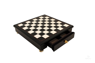 Italfama Glossy Black Briar Wood Chess Set 141BN + 333NLP