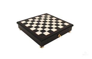Italfama Glossy Black Briar Wood Chess Set 141BN + 333NLP
