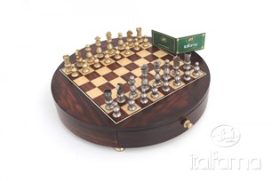 Italfama Round Glossy Rosewood Chess Set 39B + 338WLP