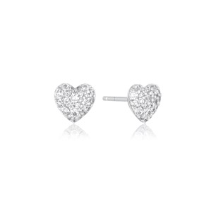 Caro White/Solid Silver Heart Earrings E72350-CZ