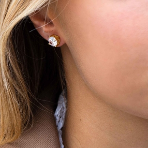 Princess White/14k Gold Plated Earrings E7MMRD-CZ(YG)