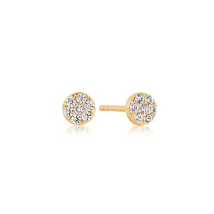 Cecina Round Earrings White/18 Gold Plated Earrings E2773-CZ(YG)
