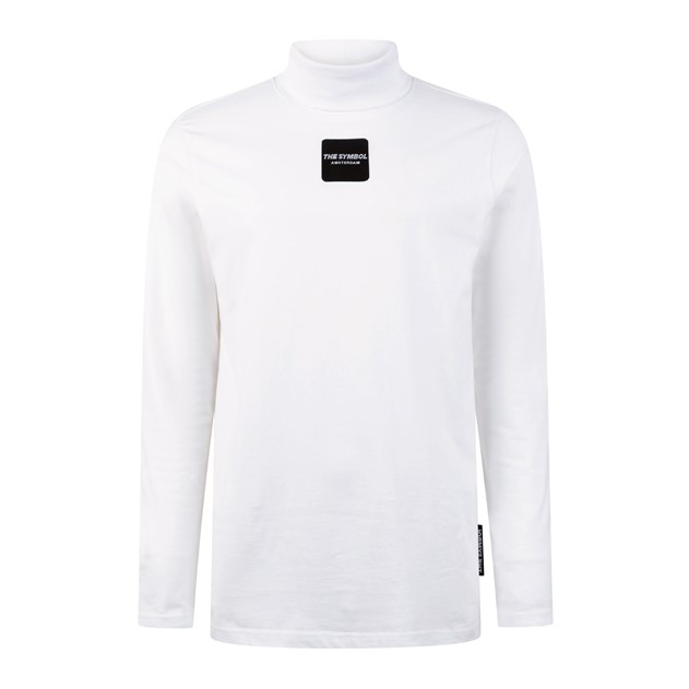 THE SYMBOL Outside Label Logo Turtleneck White