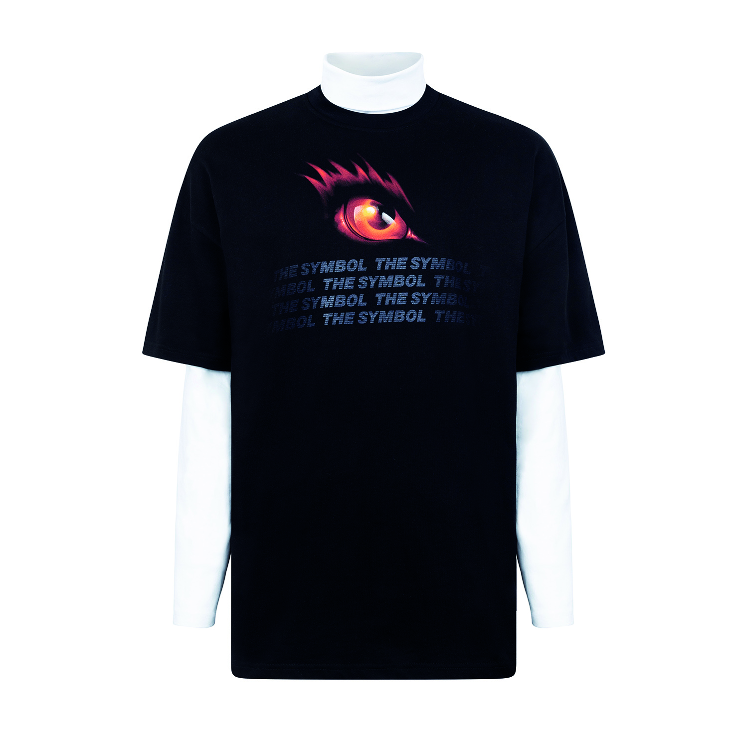 THE SYMBOL Outside Label Logo Turtleneck White