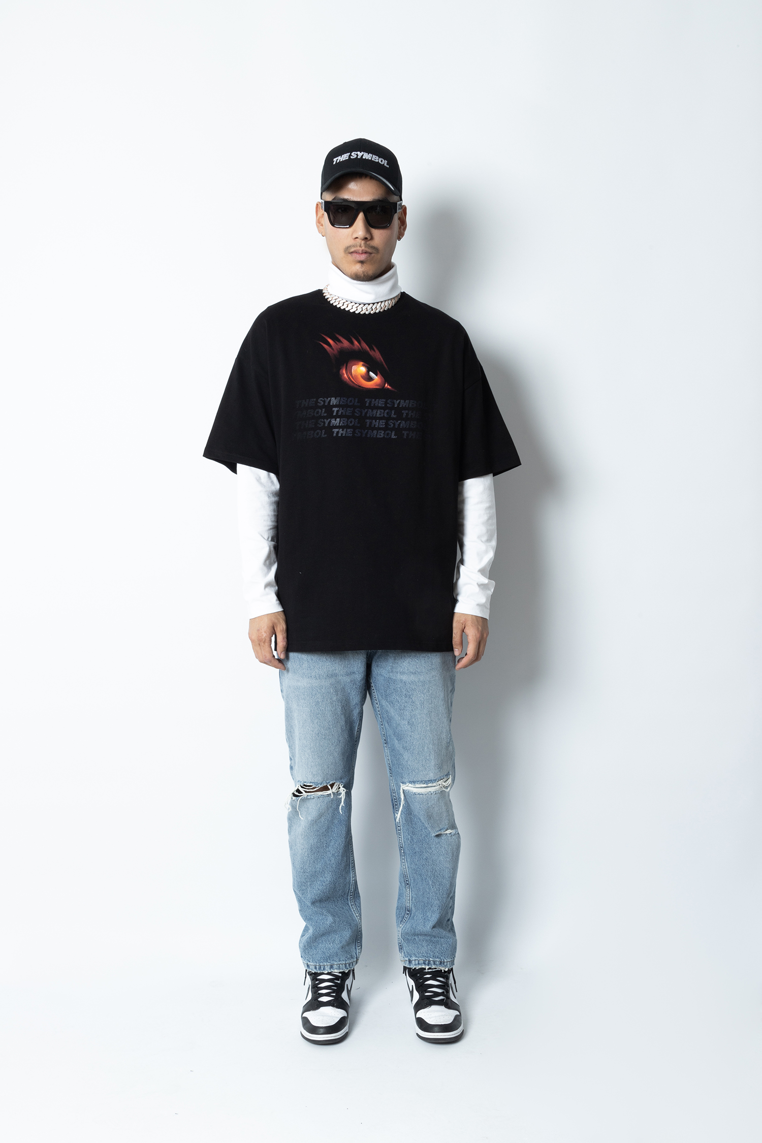 THE SYMBOL Fantasy Eye UV Blacklight Oversized T Shirt Black