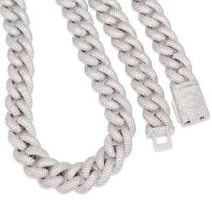 King Ice White Gold Plated 20mm Iced Miami Cuban Link Chain CHX14103 24"