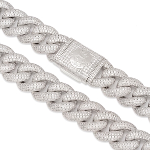King Ice White Gold Plated 20mm Iced Miami Cuban Link Chain CHX14103 24"
