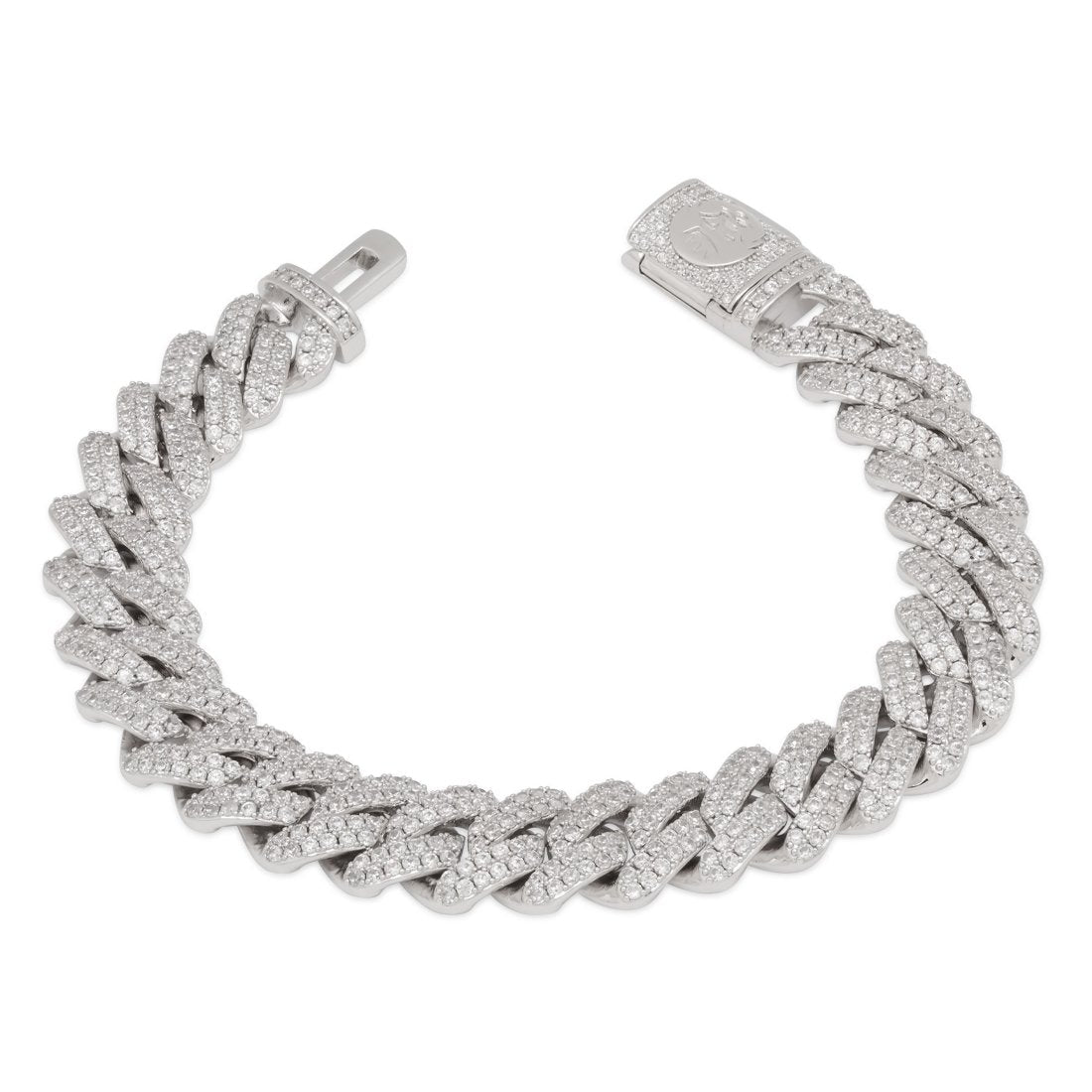 King Ice White Gold Plated 12mm Iced Diamond Cut Miami Cuban Bracelet BRX14105 8"