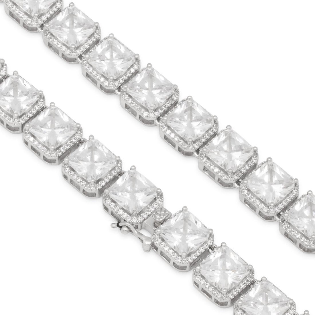 King Ice White Gold Plated 8mm Princess Cut Tennis Chain CHX14033 18"