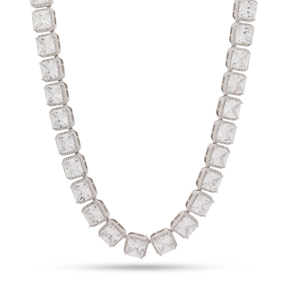 King Ice White Gold Plated 8mm Princess Cut Tennis Chain CHX14033 18"