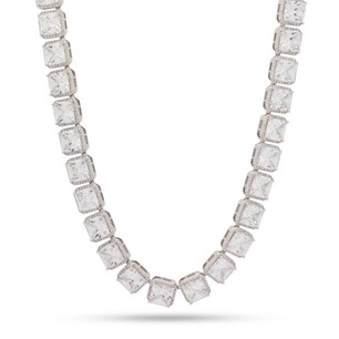King Ice White Gold Plated 8mm Princess Cut Tennis Chain CHX14033 20"