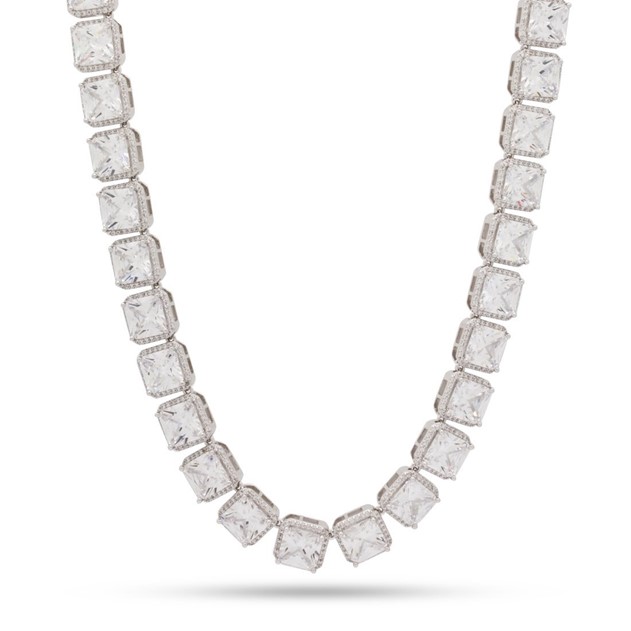 King Ice White Gold Plated 8mm Princess Cut Tennis Chain CHX14033 20"