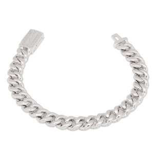 King Ice White Gold Plated Iced Miami Cuban Bracelet 10mm BRX14099 7"
