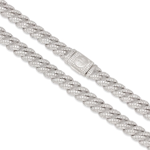 King Ice White Gold Plated 10MM Iced Miami Cuban Chain Necklace CHX14099 22"