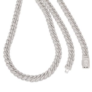 King Ice White Gold Plated 10MM Iced Miami Cuban Chain Necklace CHX14099 20"