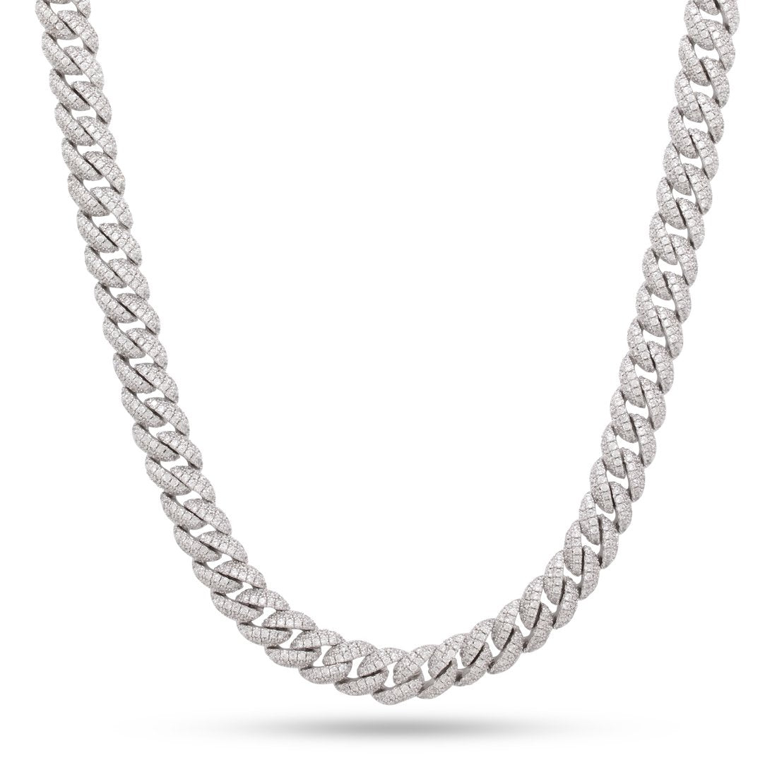King Ice White Gold Plated 10MM Iced Miami Cuban Chain Necklace CHX14099 22"
