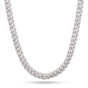 King Ice White Gold Plated 10MM Iced Miami Cuban Chain Necklace CHX14099 22"
