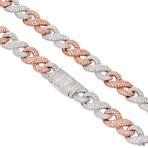 King Ice White & Rose Gold Plated Infinity Link Chain CHX14236 20"