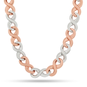 King Ice White & Rose Gold Plated Infinity Link Chain CHX14236 20"