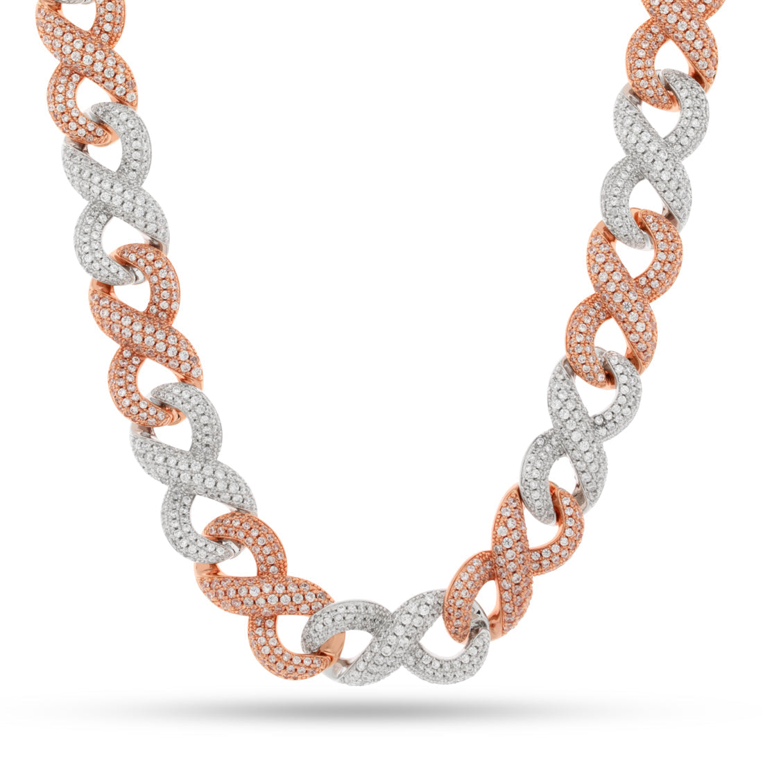 King Ice White & Rose Gold Plated Infinity Link Chain CHX14236 20"