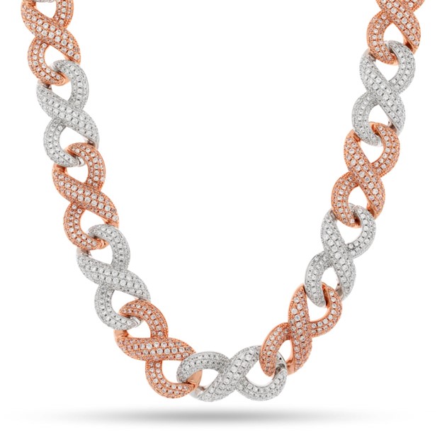 King Ice White & Rose Gold Plated Infinity Link Chain CHX14236 20"