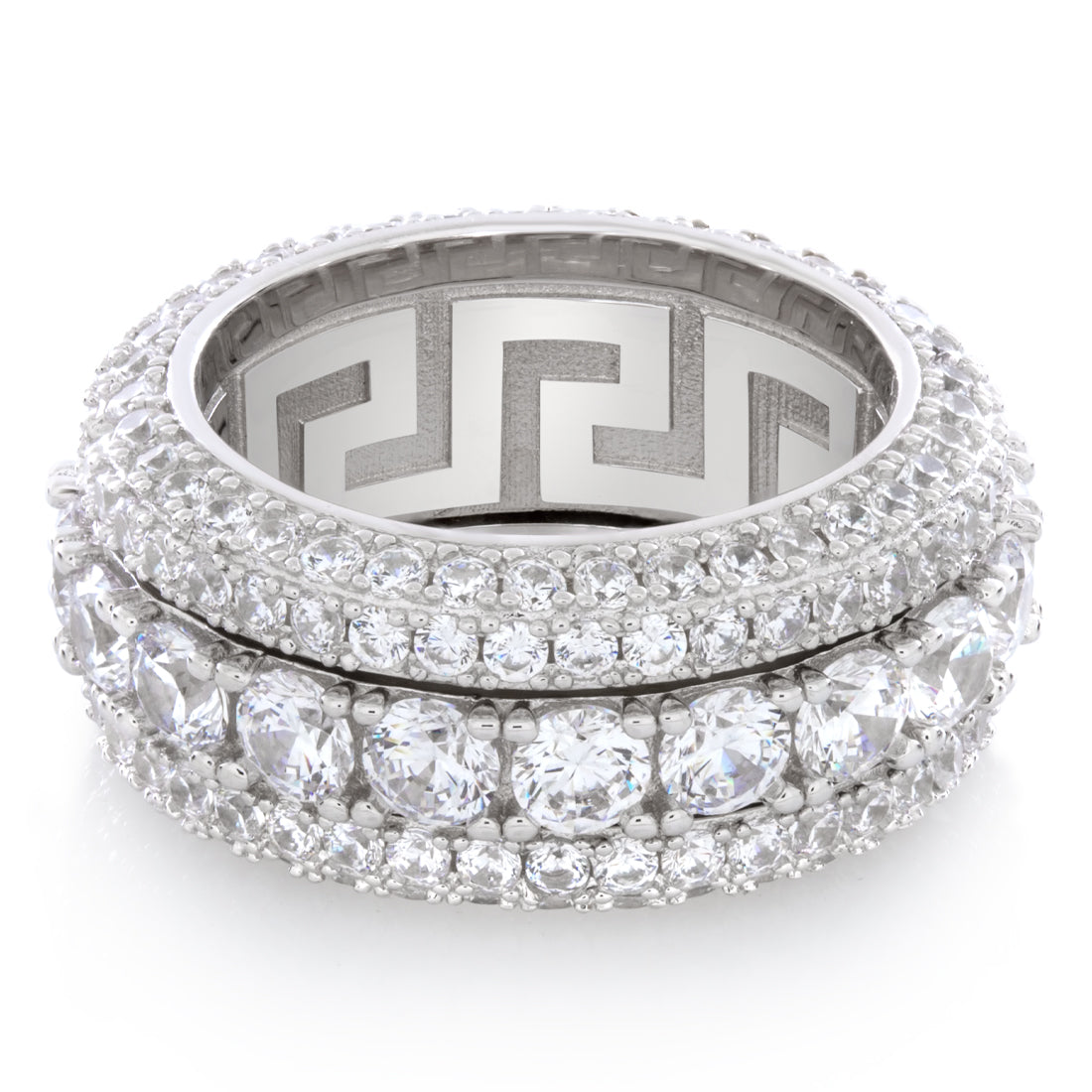 King Ice Sterling Silver White Gold Plated Ring RGX14422