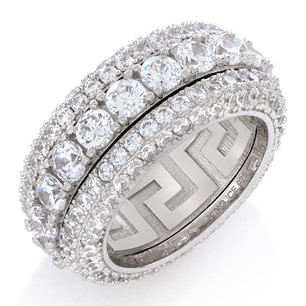 King Ice Sterling Silver White Gold Plated Ring RGX14422
