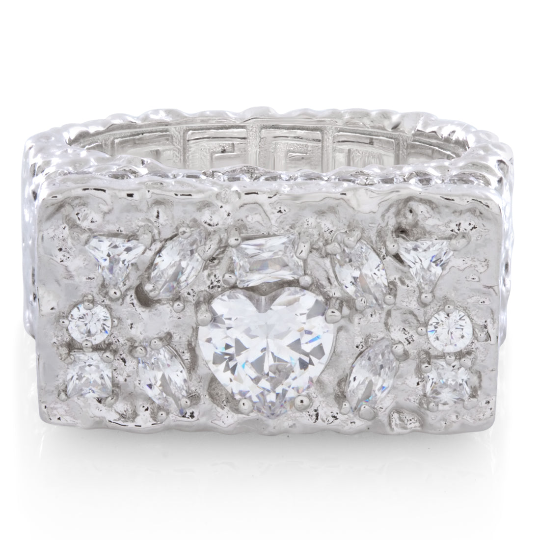 King Ice Sterling Silver White Gold Plated Ring RGX14423