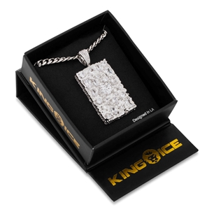 King Ice White Gold Plated Diamond in the Rough Necklace NKX14434