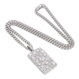 King Ice White Gold Plated Diamond in the Rough Necklace NKX14434