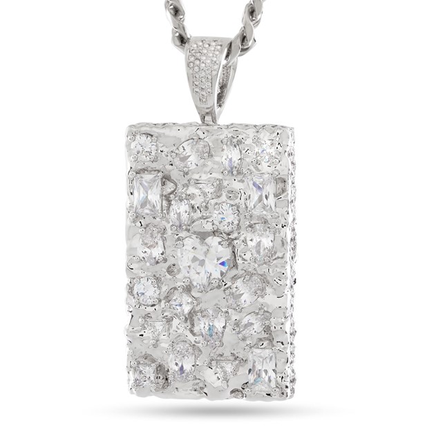 King Ice White Gold Plated Diamond in the Rough Necklace NKX14434