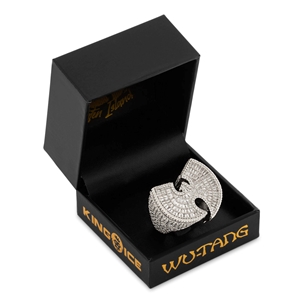King Ice Sterling Silver White Gold Plated Wu Tang Logo Ring RGX14424