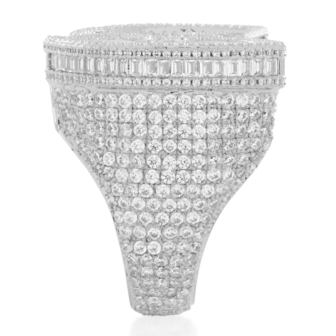 King Ice Sterling Silver White Gold Plated Wu Tang Logo Ring RGX14424