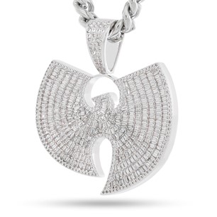 King Ice White Gold Plated Wu Tang Logo Necklace NKX14442