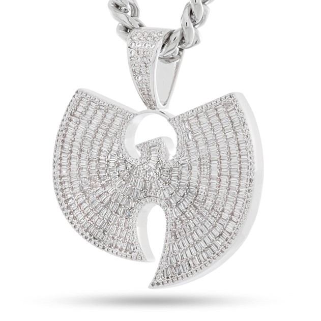 King Ice White Gold Plated Wu Tang Logo Necklace NKX14442