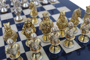 Italfama Chess Set Blue/White Briar Wood 523R + P08553