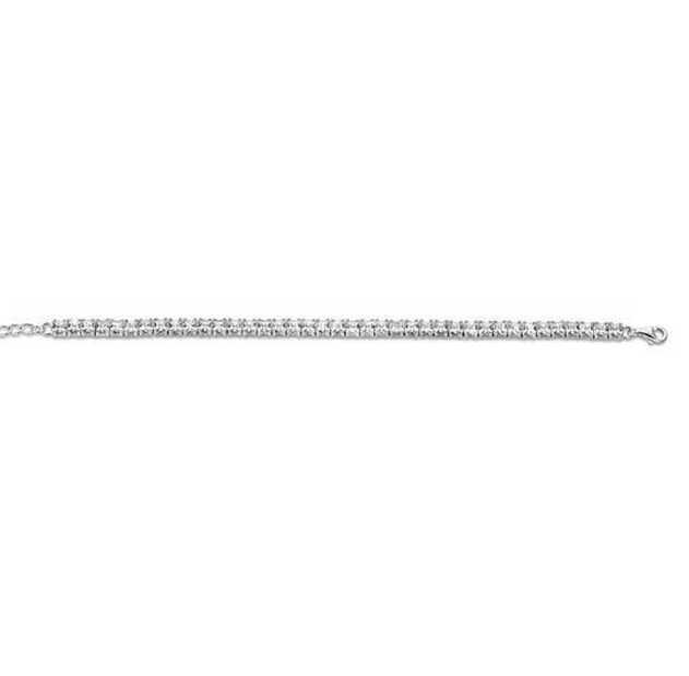 Garonne Sterling Silver 4mm Square Tennis Bracelet 17+3cm Silver/White 9NB-0233