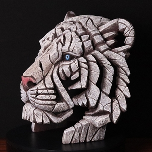 Edge Sculpture Tiger Bust White
