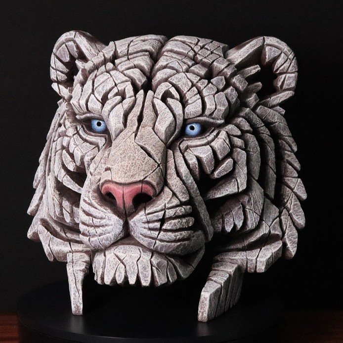 Drakesboutique Edge Sculpture Tiger Bust White