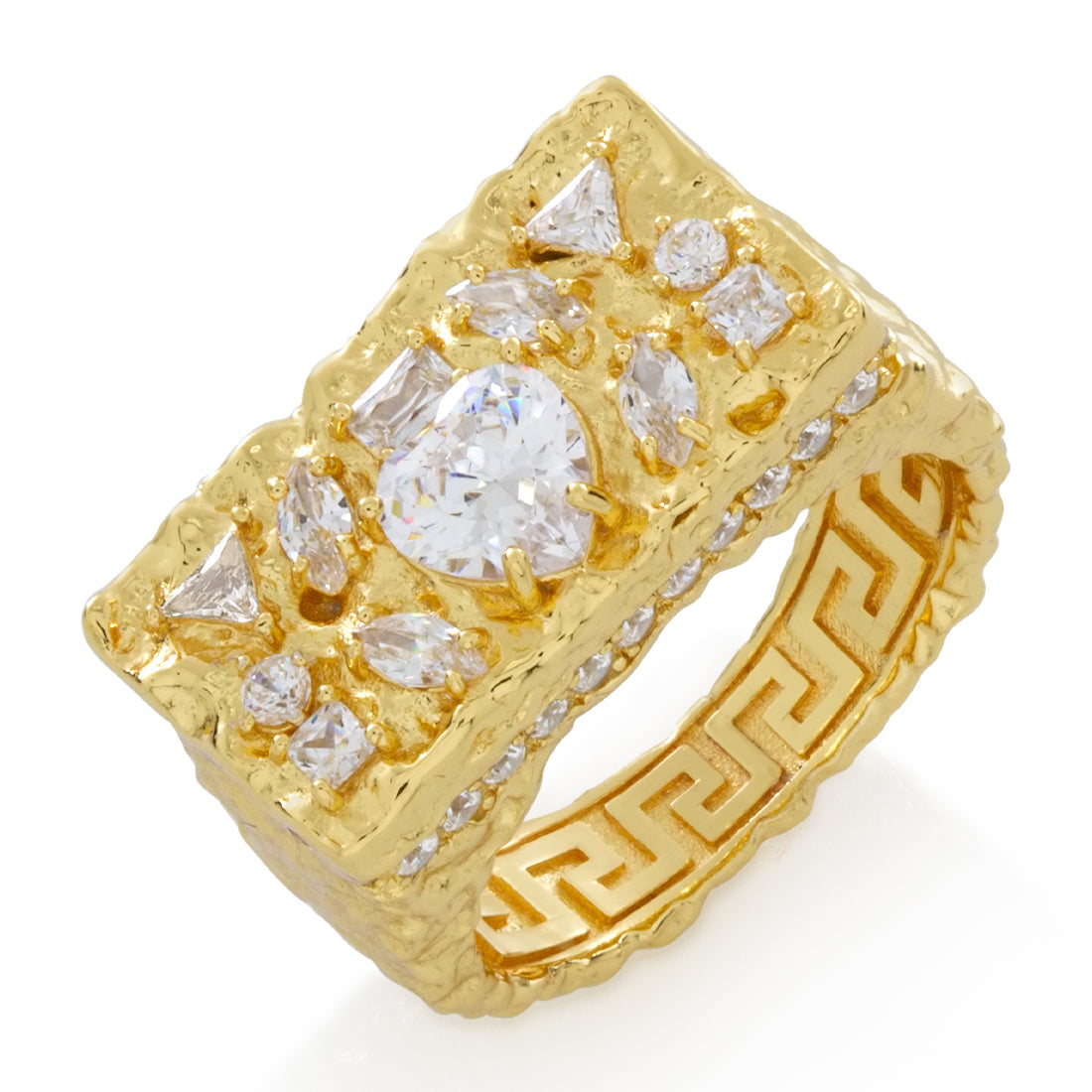 King Ice Sterling Silver 14K Gold Plated Ring RGX14423