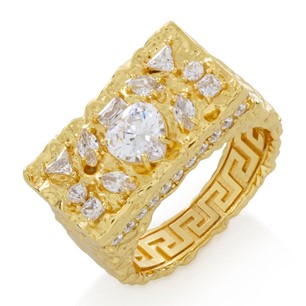 King Ice Sterling Silver 14K Gold Plated Ring RGX14423