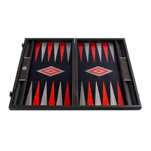 Backgammon Set Black Oak Silver Stripes 48x30cm BGB 1