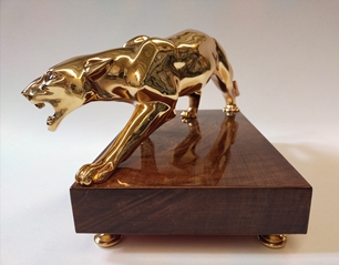 Pantera 24k Gold Plated Sculpture Briar Wood + Gold Plated Details