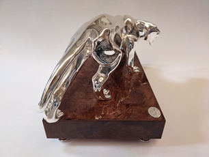 Pantera Silver Plated Sculpture Briar Wood + Silver Plated Details