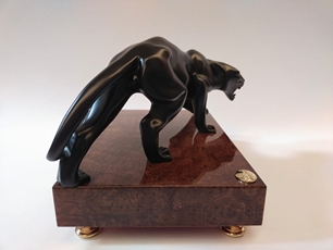 Pantera Black Sculpture Briar Wood + 24k Gold Plated Details