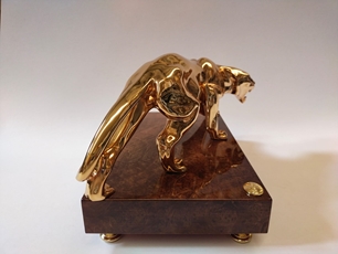 Pantera 24k Gold Plated Sculpture Briar Wood + Gold Plated Details
