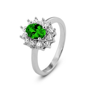 Garonne Sterling silver Ring Rosette Green 9NB-0159