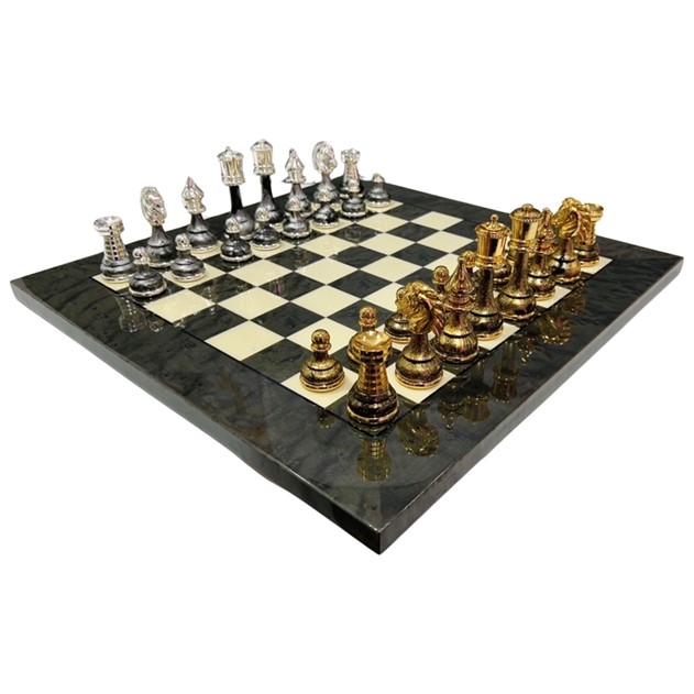 Italfama Chess Set Grey/White Briar Wood 513R + 150GSF