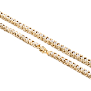 King Ice 14k Gold Plated 4mm Icy Tennis Chain CHX14238 24"