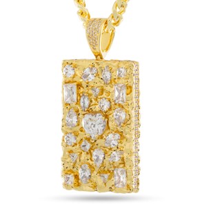 King Ice 14K Gold Plated Diamond in the Rough Necklace NKX14434